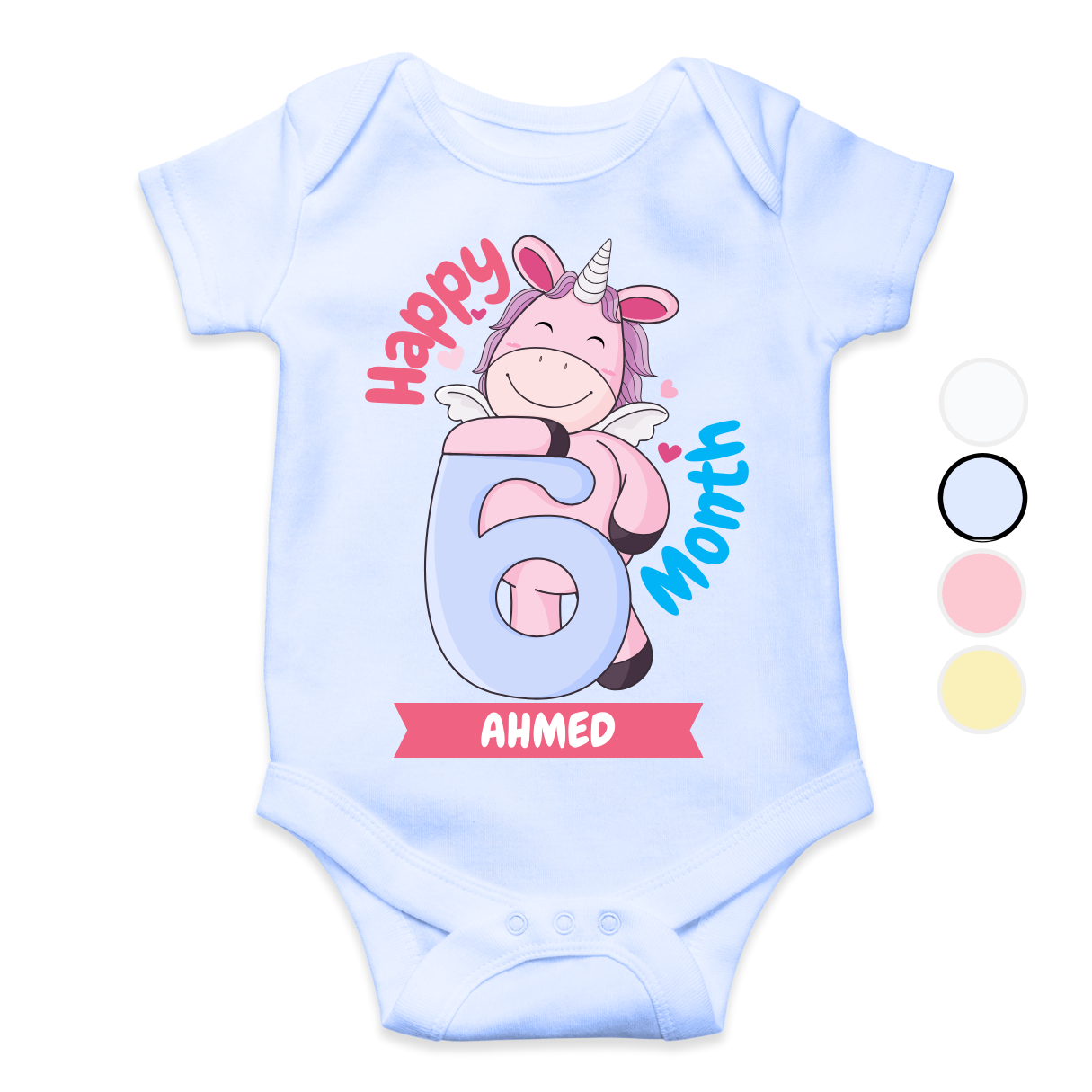 6th Month Milestone unicorn | Custom Name Baby Romper