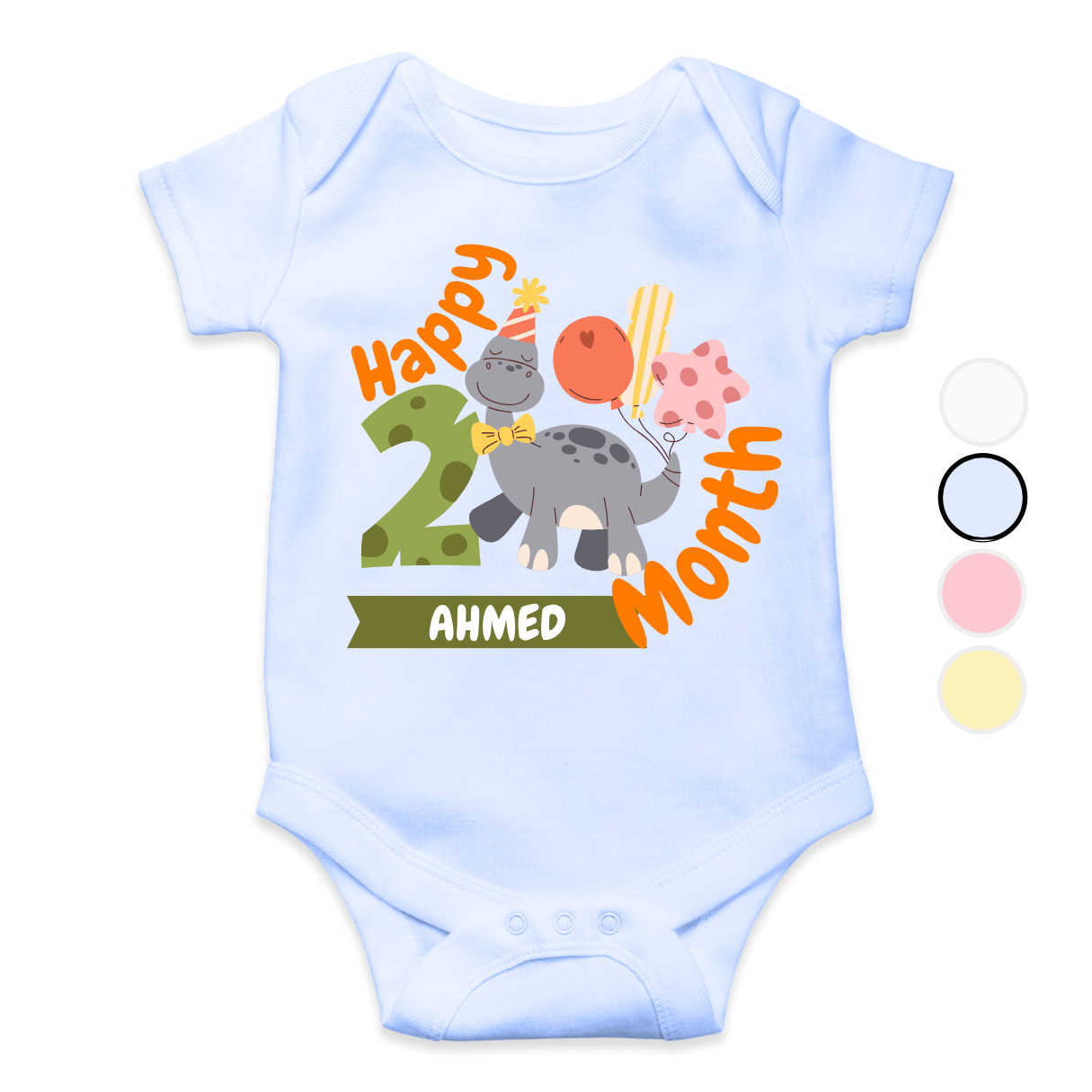 2 Months Milestone Dino | Custom Name Baby Romper
