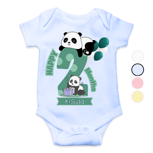 2 Months Milestone Panda | Custom Name Baby Romper