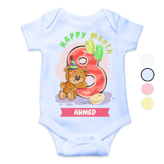 8th Month Milestone | Custom Name Baby Romper