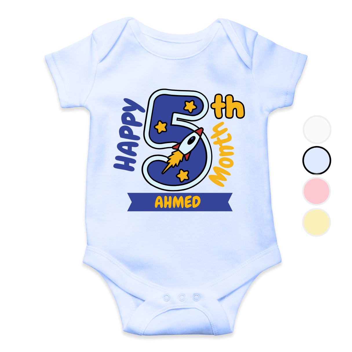 5th Month Milestone Baby Romper | Custom Name Baby Romper