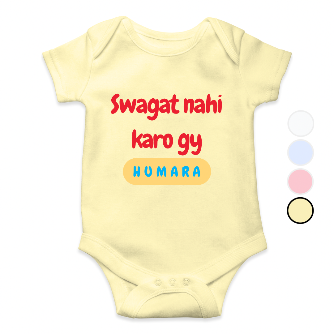 Sawagat nhi karo gy hamara Baby Romper | Adorable Rompers for Your Little Star