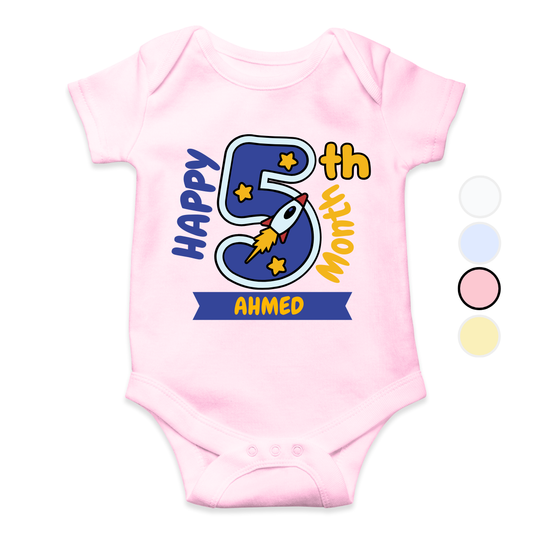 5th Month Milestone Baby Romper | Custom Name Baby Romper