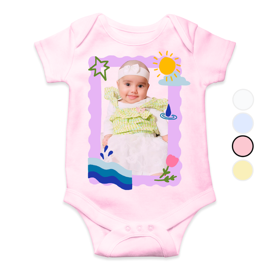 Customize Baby Picture Purple Comic Frame Romper