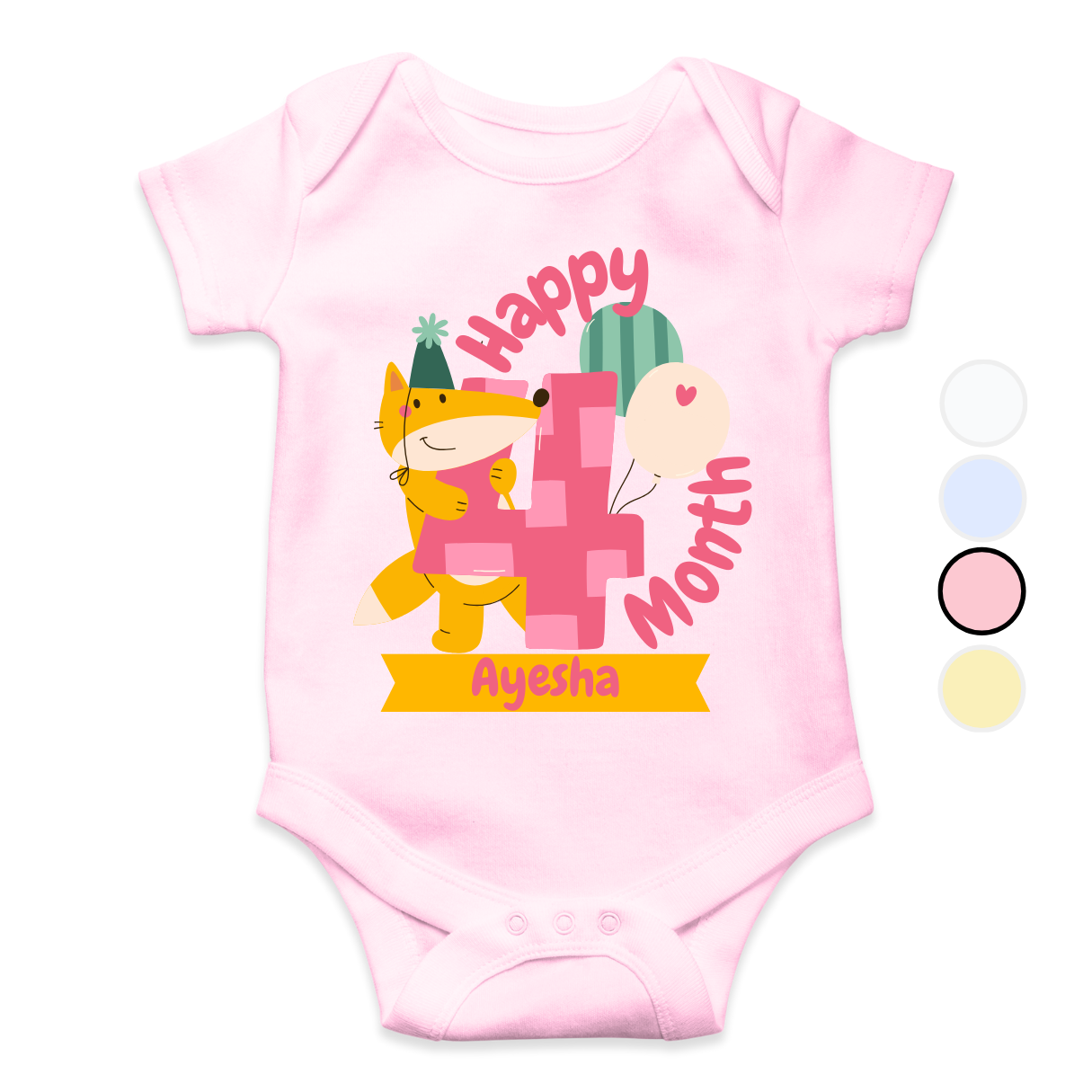 4 Months Milestone Tiger | Custom Name Baby Romper