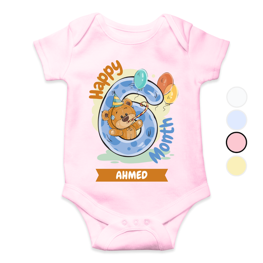 6th Month Milestone Bear | Custom Name Baby Romper