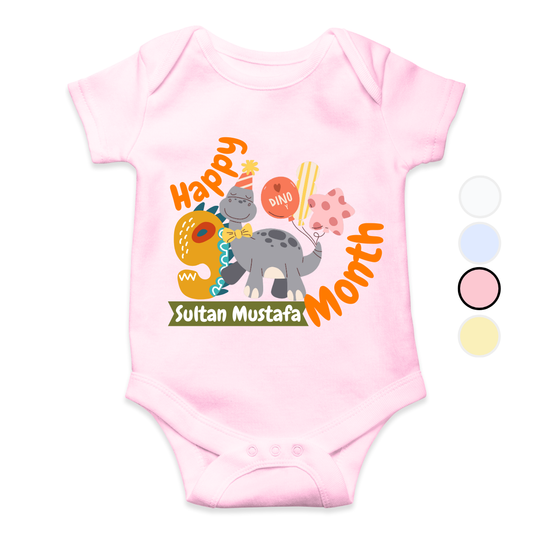 9th Month Milestone Dino | Custom Name Baby Romper