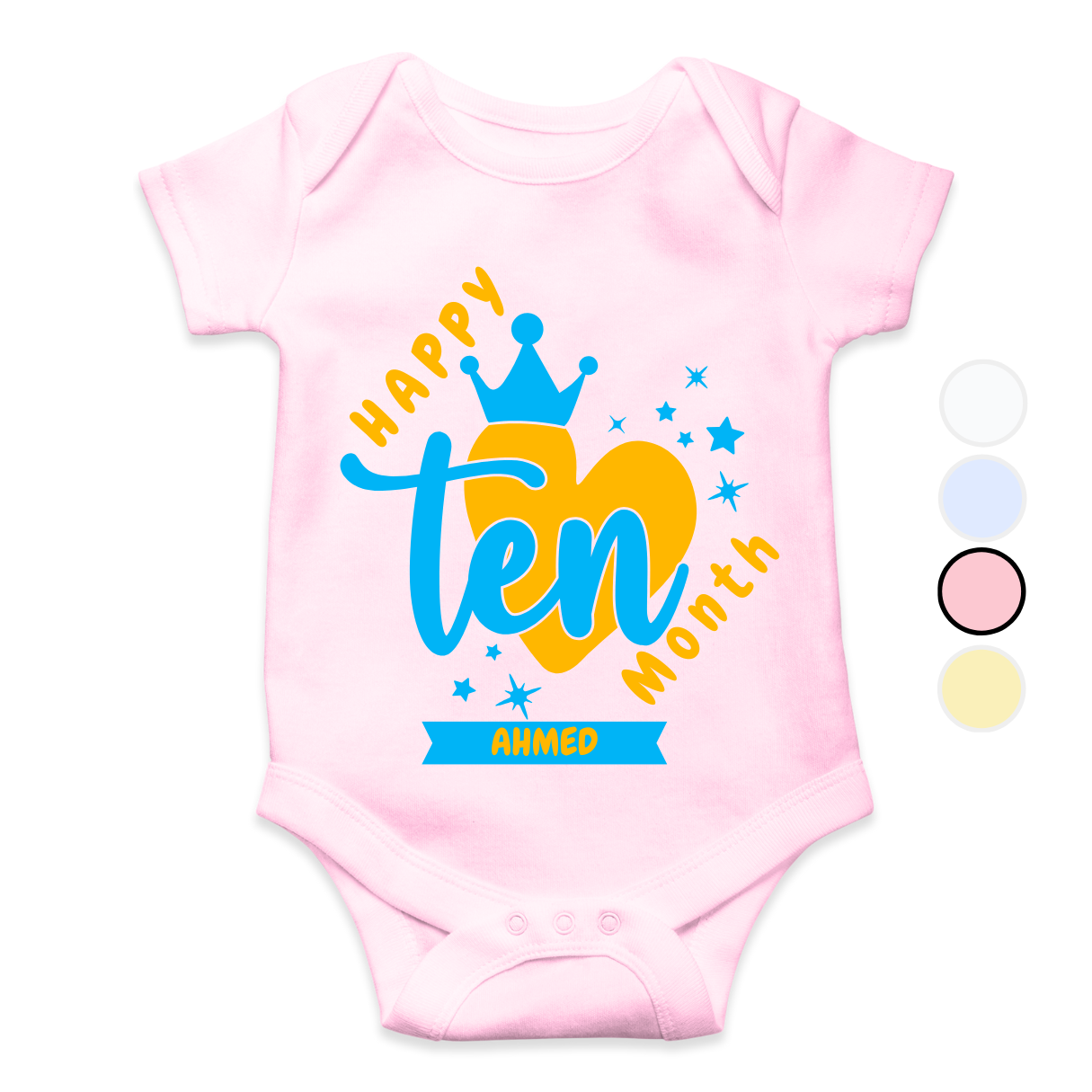10th Month Milestone ten heart | Custom Name Baby Romper