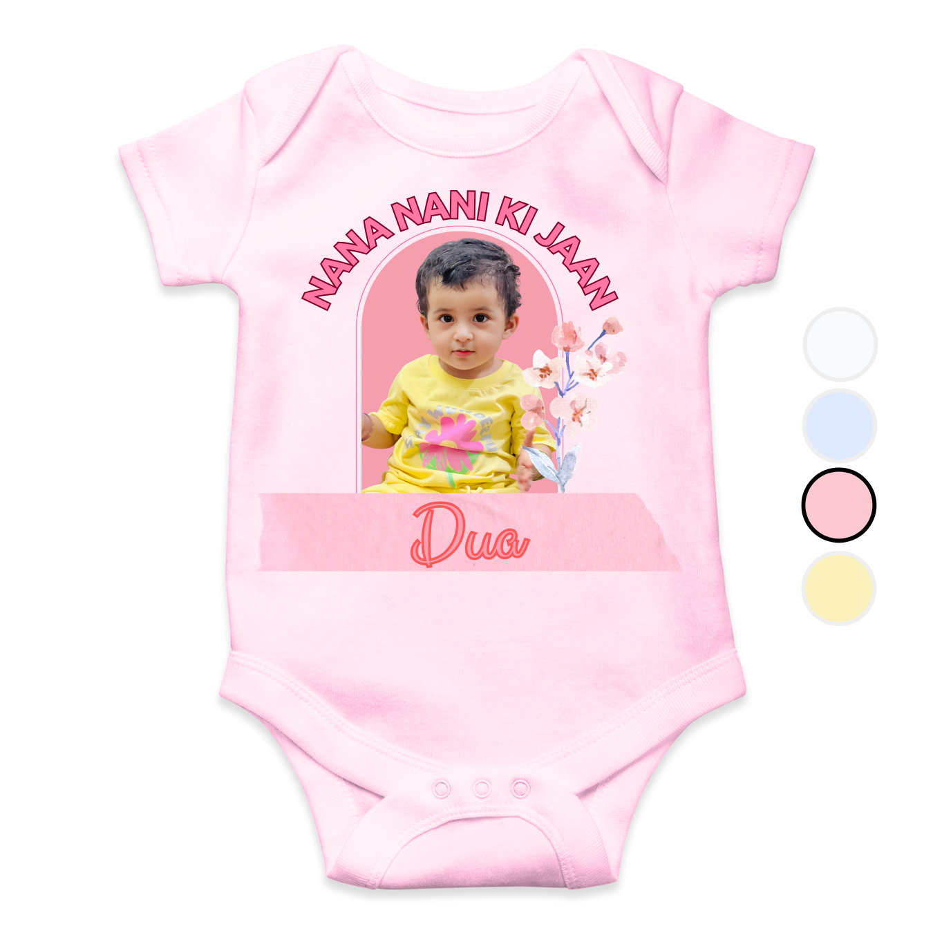 Customize Baby Picture Nana Nani ki Jaan Pink Romper