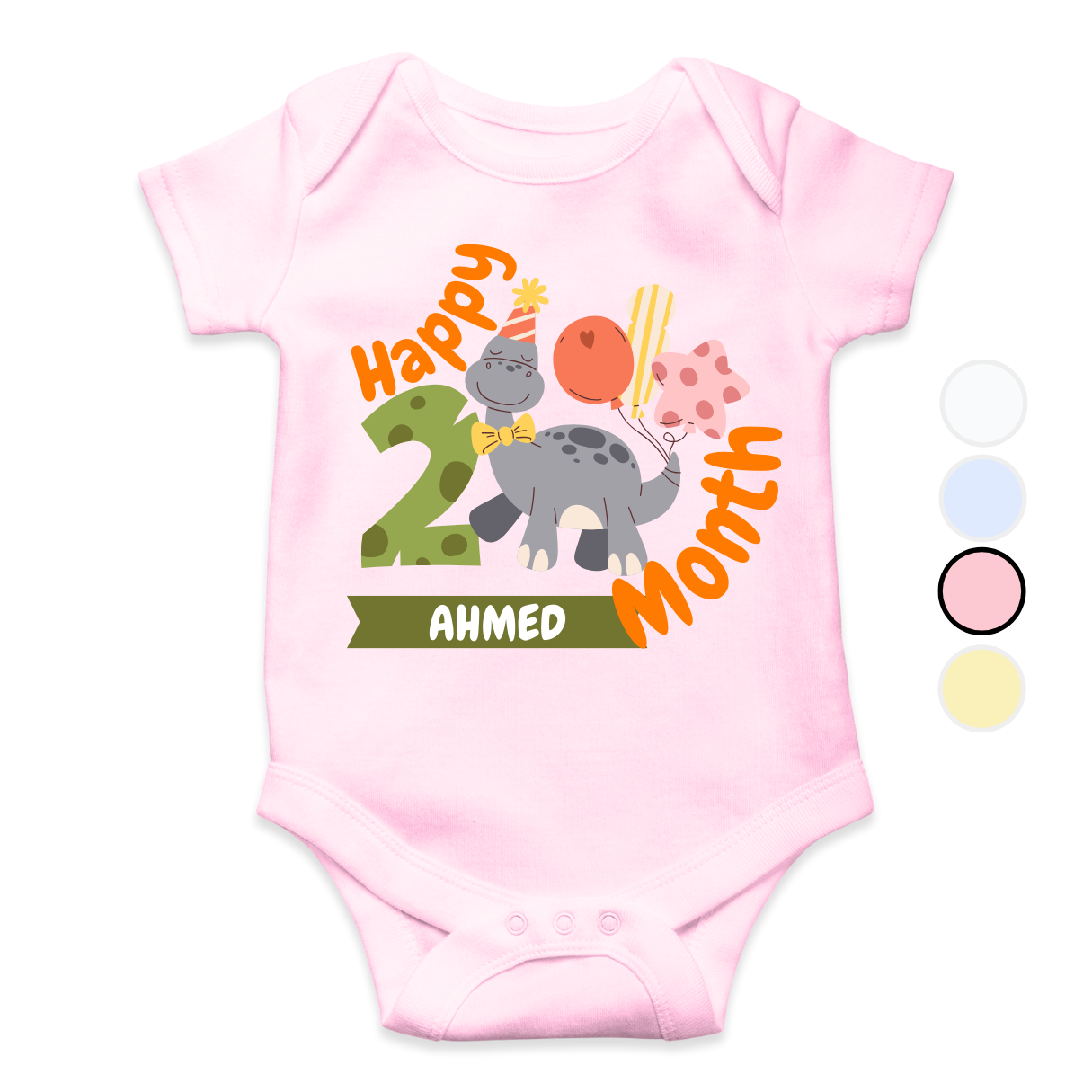 2 Months Milestone Dino | Custom Name Baby Romper