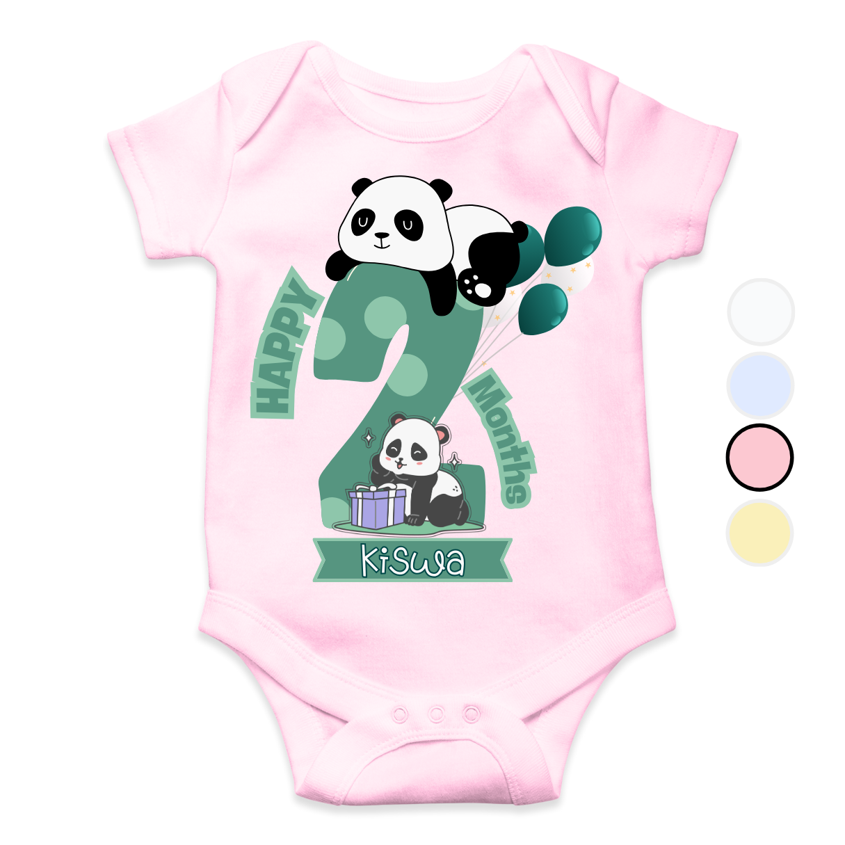 2 Months Milestone Panda | Custom Name Baby Romper