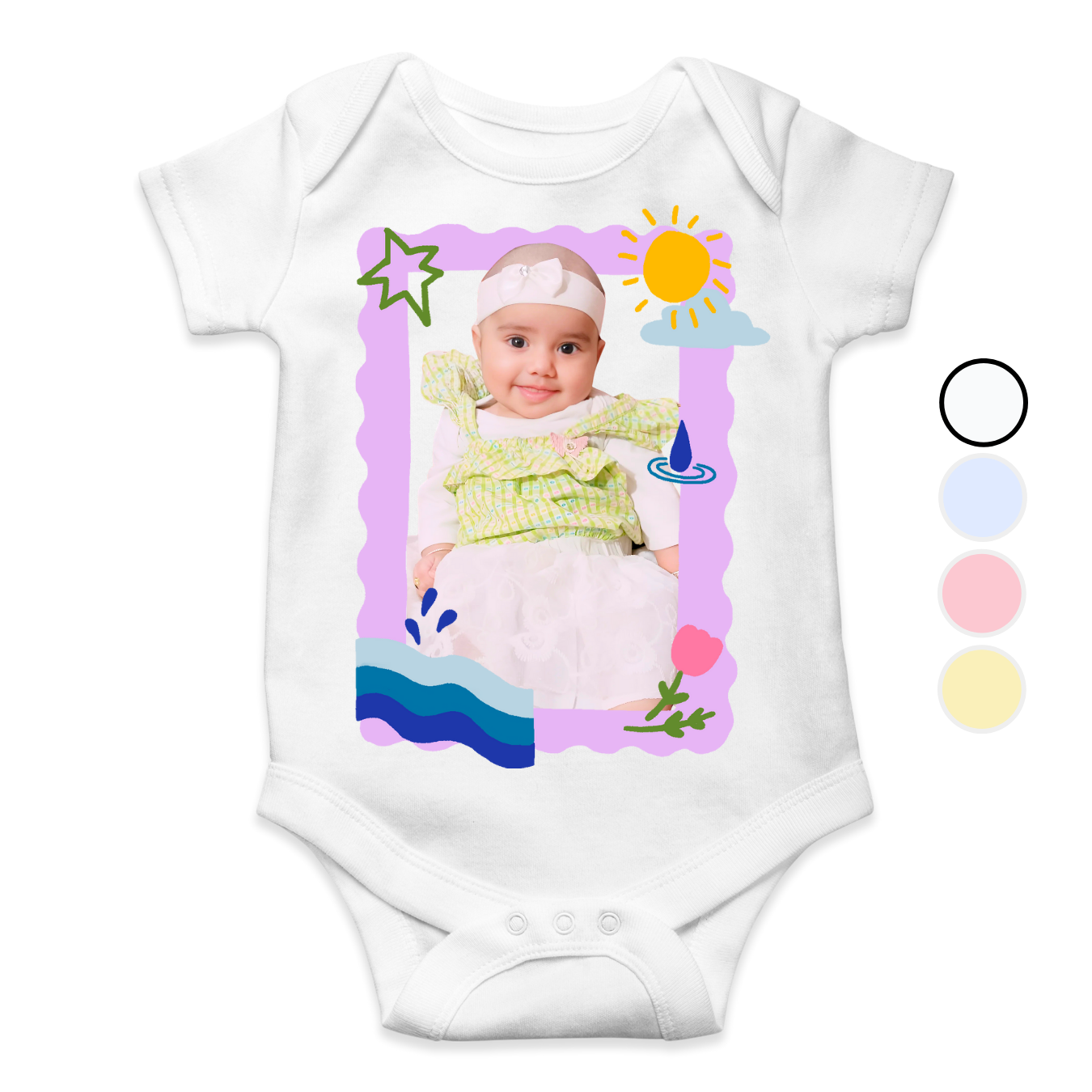 Customize Baby Picture Purple Comic Frame Romper