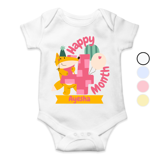 4 Months Milestone Tiger | Custom Name Baby Romper