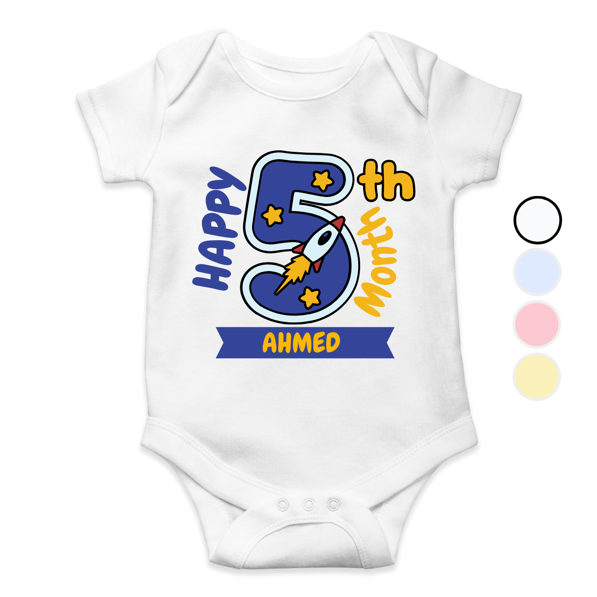 5th Month Milestone Baby Romper | Custom Name Baby Romper