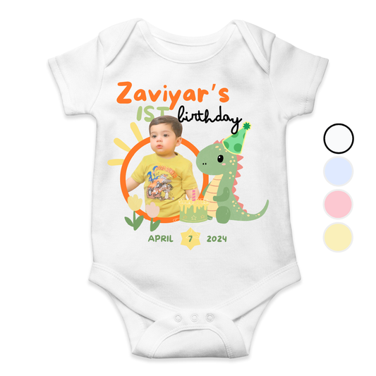 Customize 1st Birthday Dino Baby Picture Rompers