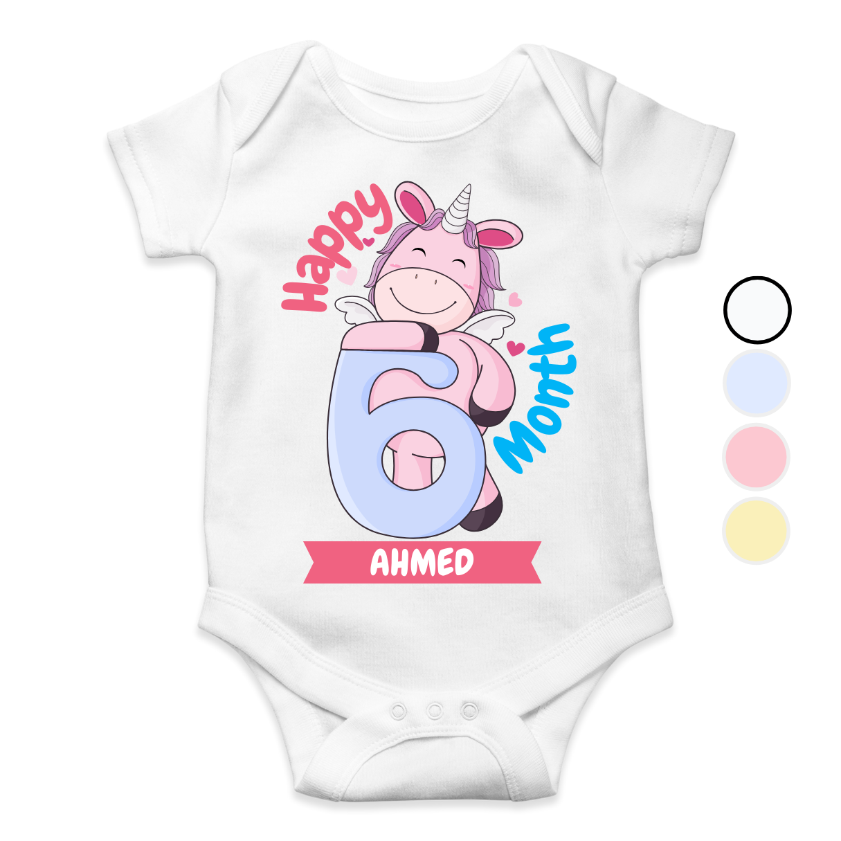 6th Month Milestone unicorn | Custom Name Baby Romper