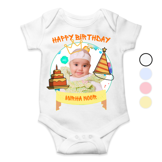 Customize Birthday Baby Picture Splash Back Romper