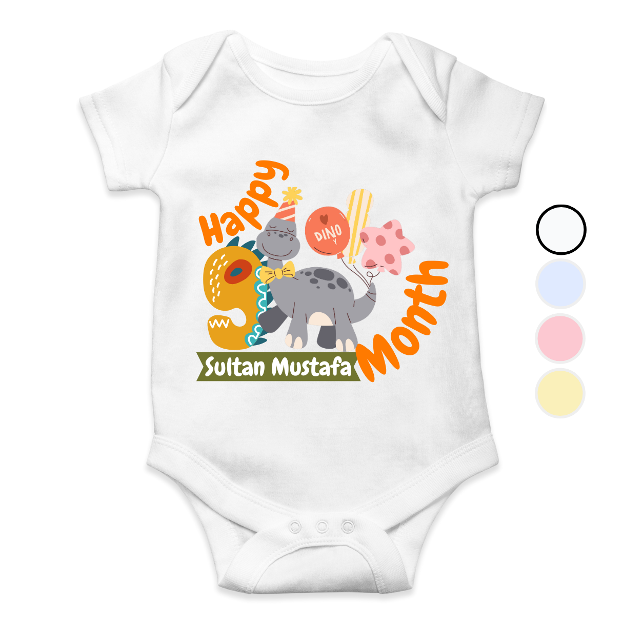9th Month Milestone Dino | Custom Name Baby Romper
