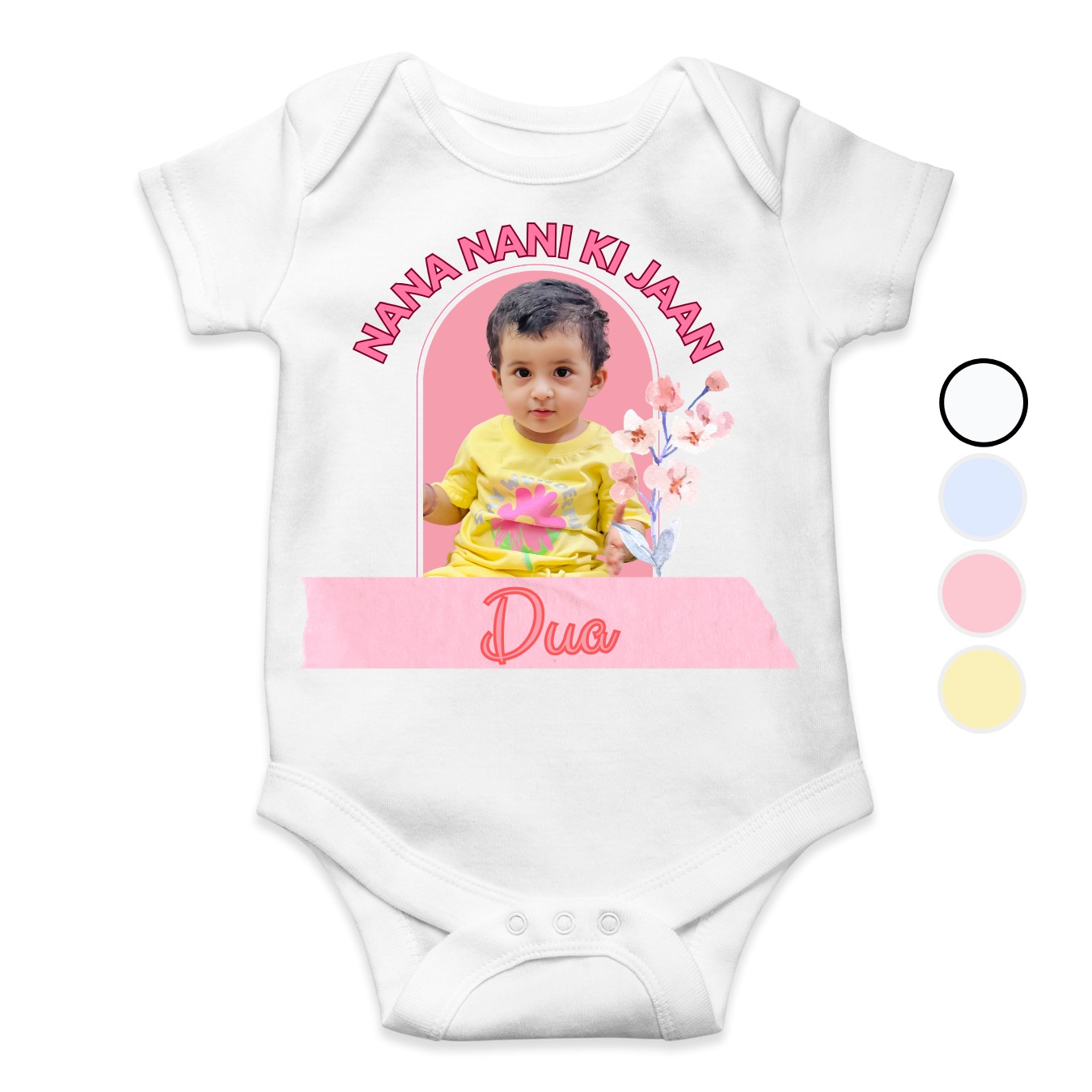 Customize Baby Picture Nana Nani ki Jaan Pink Romper