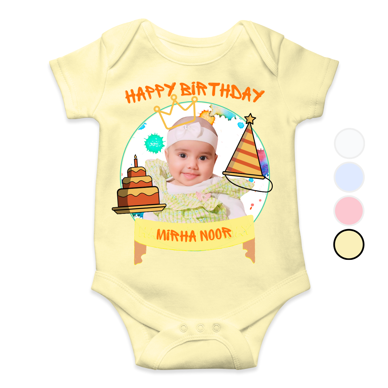 Customize Birthday Baby Picture Splash Back Romper