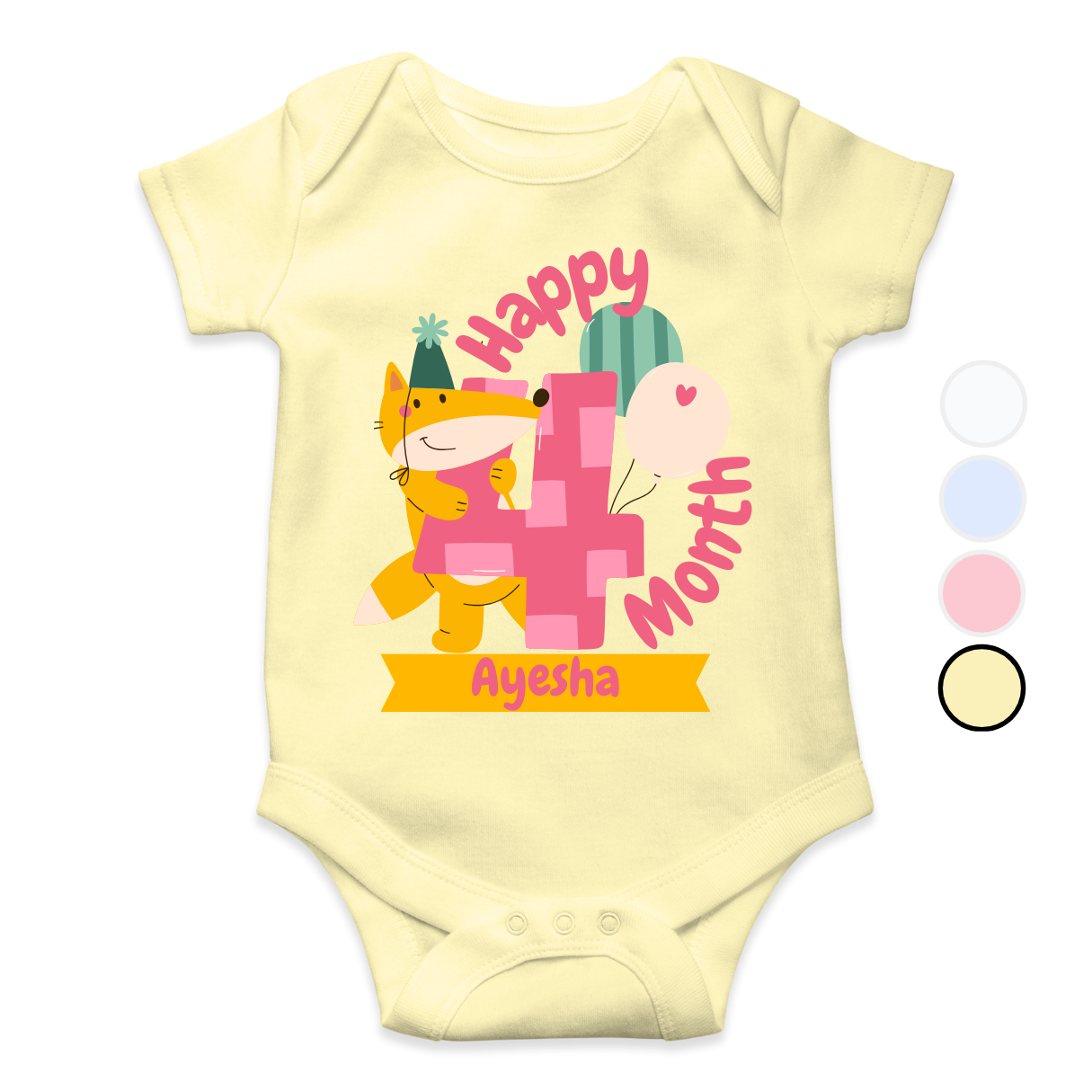 4 Months Milestone Tiger | Custom Name Baby Romper