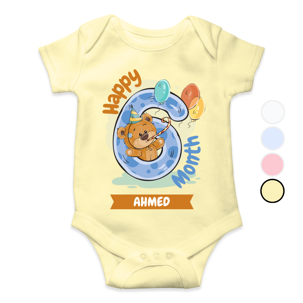 6th Month Milestone Bear | Custom Name Baby Romper