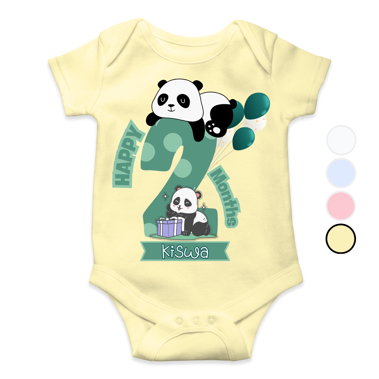 2 Months Milestone Panda | Custom Name Baby Romper