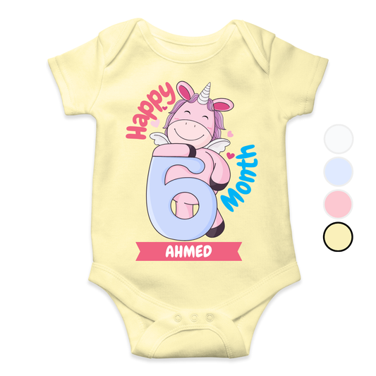 6th Month Milestone unicorn | Custom Name Baby Romper