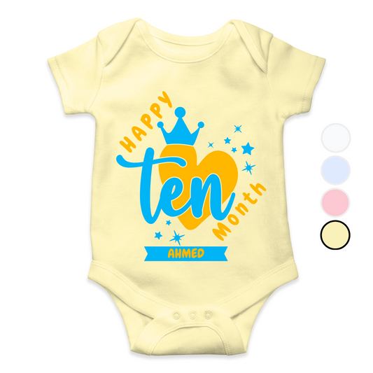 10th Month Milestone ten heart | Custom Name Baby Romper