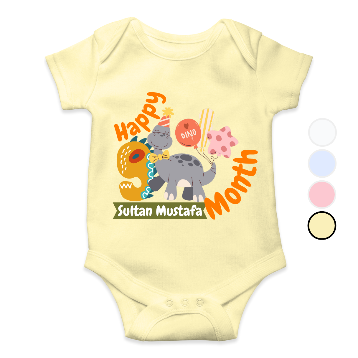 9th Month Milestone Dino | Custom Name Baby Romper