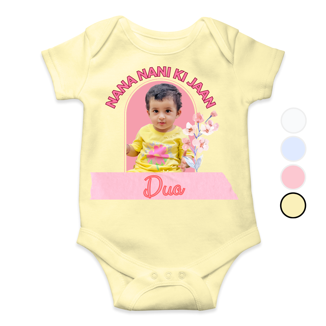 Customize Baby Picture Nana Nani ki Jaan Pink Romper