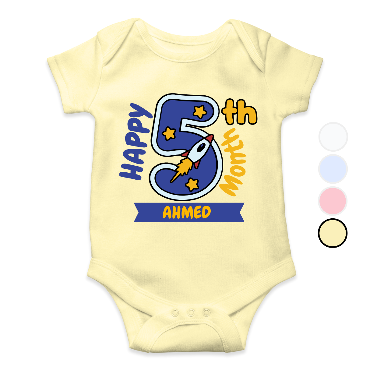 5th Month Milestone Baby Romper | Custom Name Baby Romper