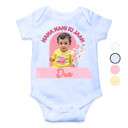 Customize Baby Picture Nana Nani ki Jaan Pink Romper