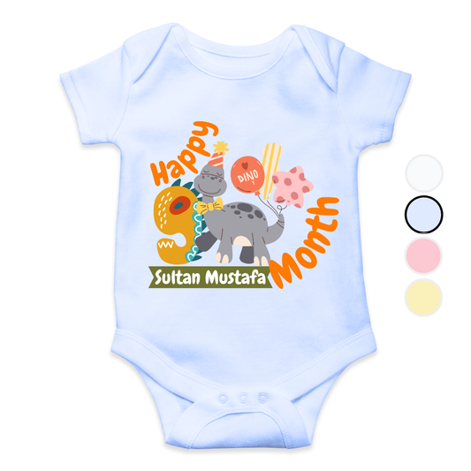9th Month Milestone Dino | Custom Name Baby Romper