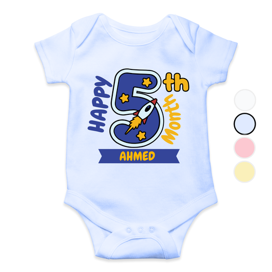 5th Month Milestone Baby Romper | Custom Name Baby Romper