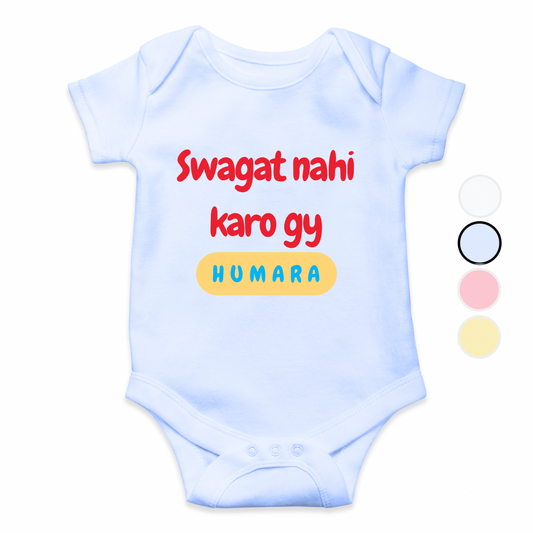 Sawagat nhi karo gy hamara Baby Romper | Adorable Rompers for Your Little Star