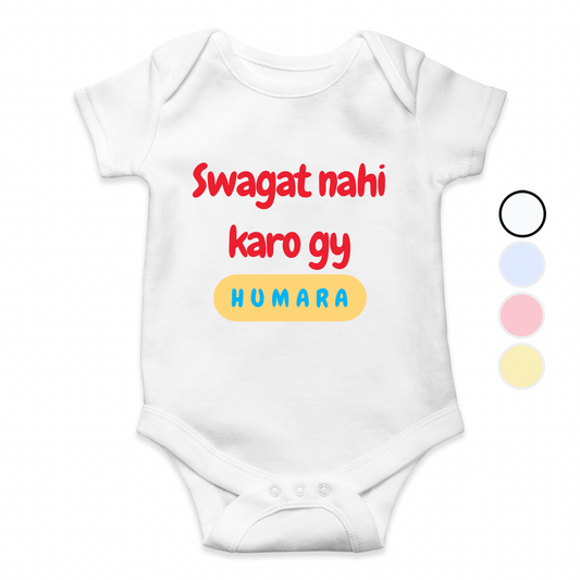 Sawagat nhi karo gy hamara Baby Romper | Adorable Rompers for Your Little Star