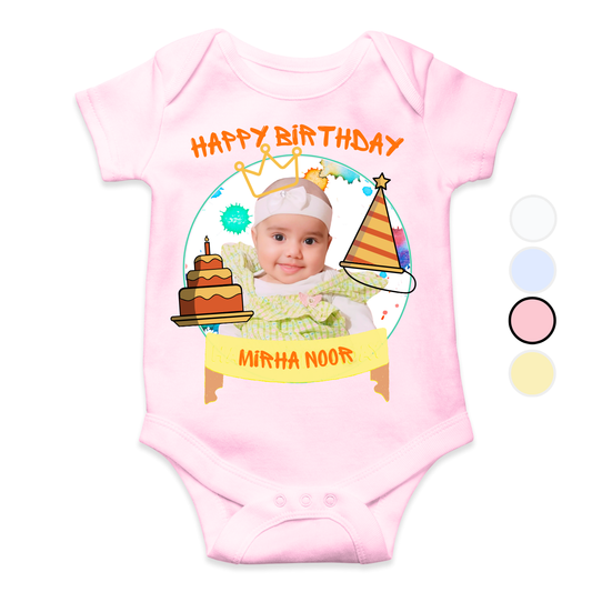 Customize Birthday Baby Picture Splash Back Romper
