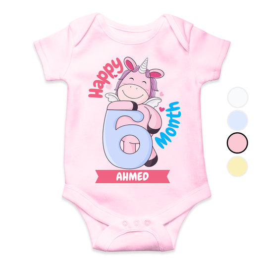 6th Month Milestone unicorn | Custom Name Baby Romper