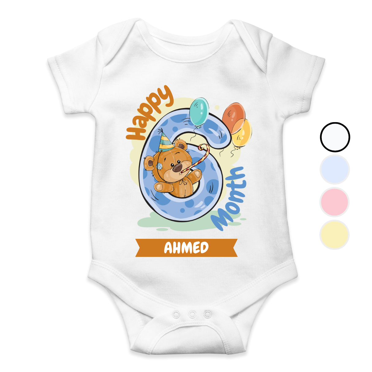 6th Month Milestone Bear | Custom Name Baby Romper