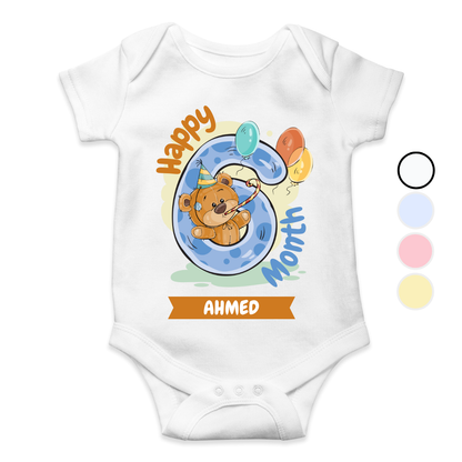 6th Month Milestone Bear | Custom Name Baby Romper