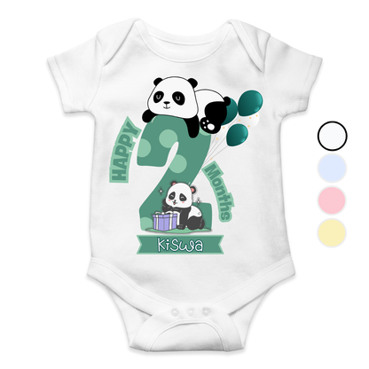 2 Months Milestone Panda | Custom Name Baby Romper