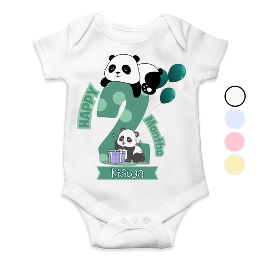 2 Months Milestone Panda | Custom Name Baby Romper