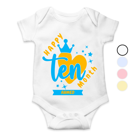 10th Month Milestone ten heart | Custom Name Baby Romper