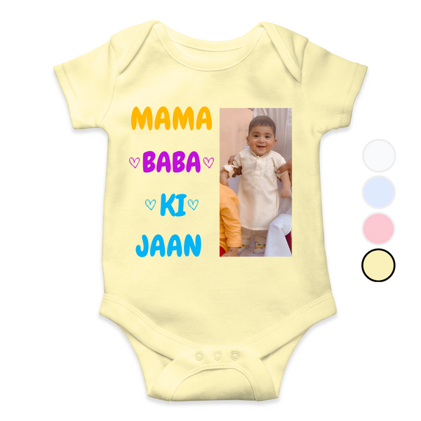 Customize Baby Picture Name Mama baba ki Jaan Romper