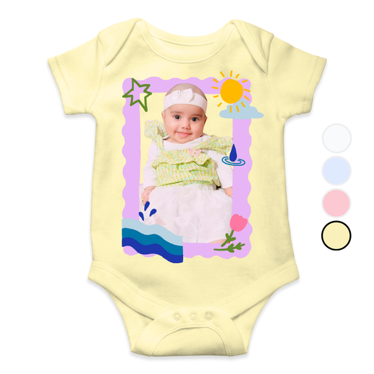 Customize Baby Picture Purple Comic Frame Romper