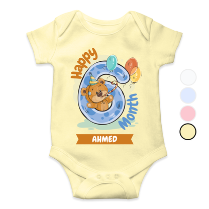 6th Month Milestone Bear | Custom Name Baby Romper