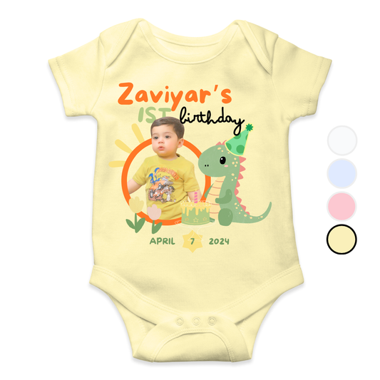 Customize 1st Birthday Dino Baby Picture Rompers