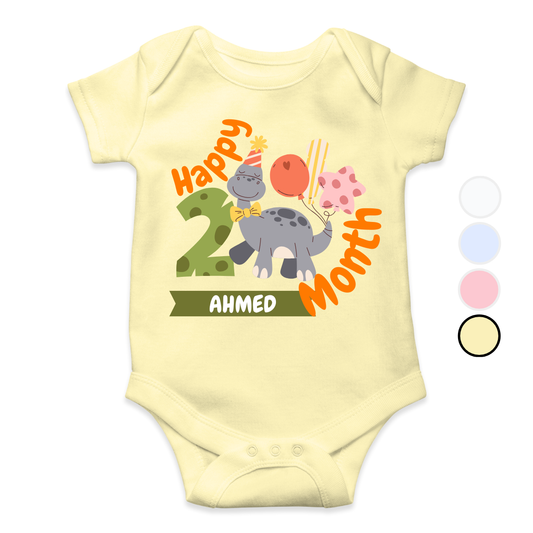 2 Months Milestone Dino | Custom Name Baby Romper
