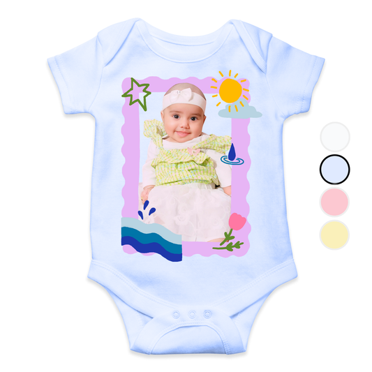 Customize Baby Picture Purple Comic Frame Romper